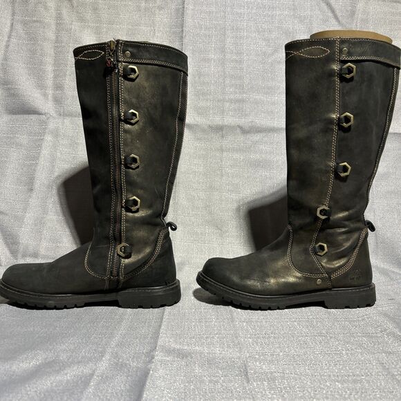 Women’s Timberland Boots Size US size 8 Knee High Ring Details Leather Gold - Picture 2 of 16